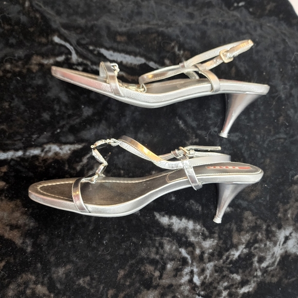 PRADA Silver Jeweled Sandals Size 10 prada 40. Made in Italy 🇮🇹 - Picture 13 of 13